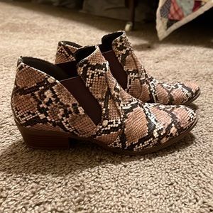 Snake print booties